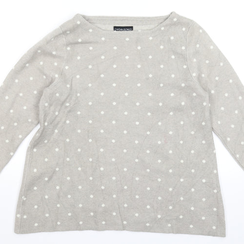 Cynthia Rowley Womens Grey Polka Dot Knit Pullover Jumper Size L