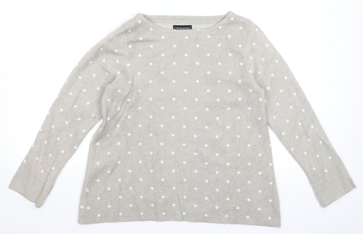 Cynthia Rowley Womens Grey Polka Dot Knit Pullover Jumper Size L