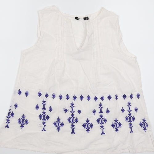 Preworn Womens White Floral  Basic Tank Size 8
