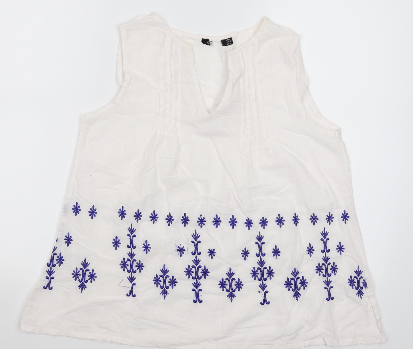 Preworn Womens White Floral  Basic Tank Size 8