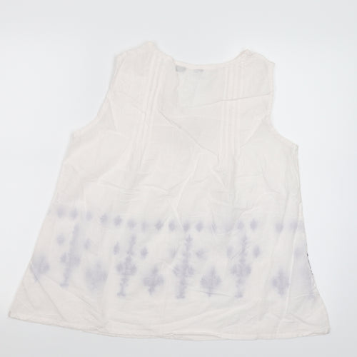 Preworn Womens White Floral  Basic Tank Size 8