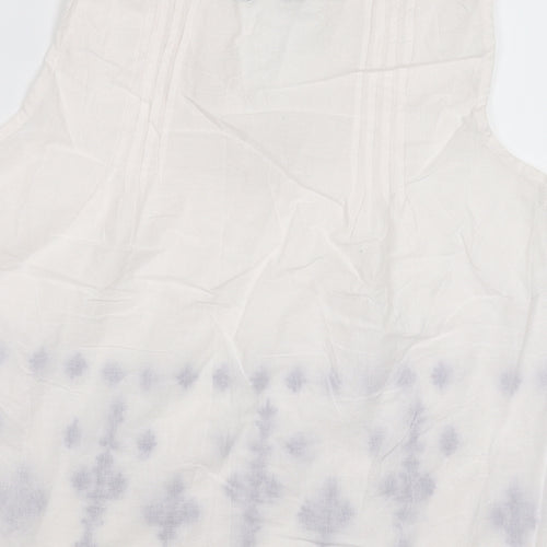 Preworn Womens White Floral  Basic Tank Size 8