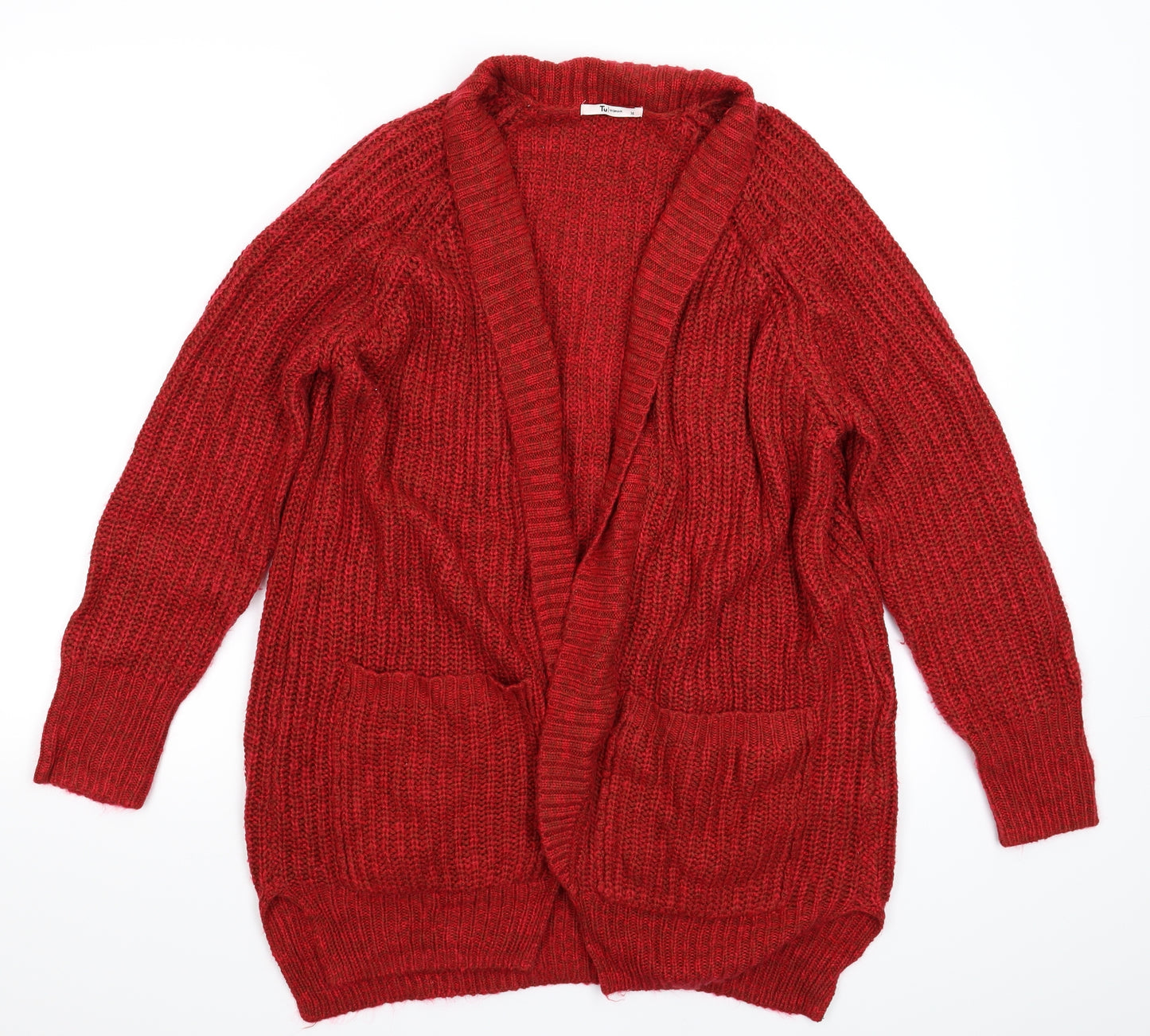 TU Womens Red  Knit Cardigan Jumper Size 16
