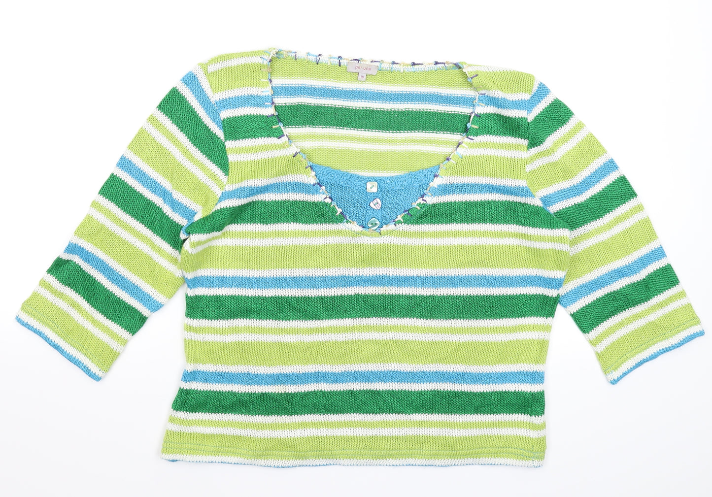 Per Una Womens Multicoloured Striped Knit Pullover Jumper Size 18