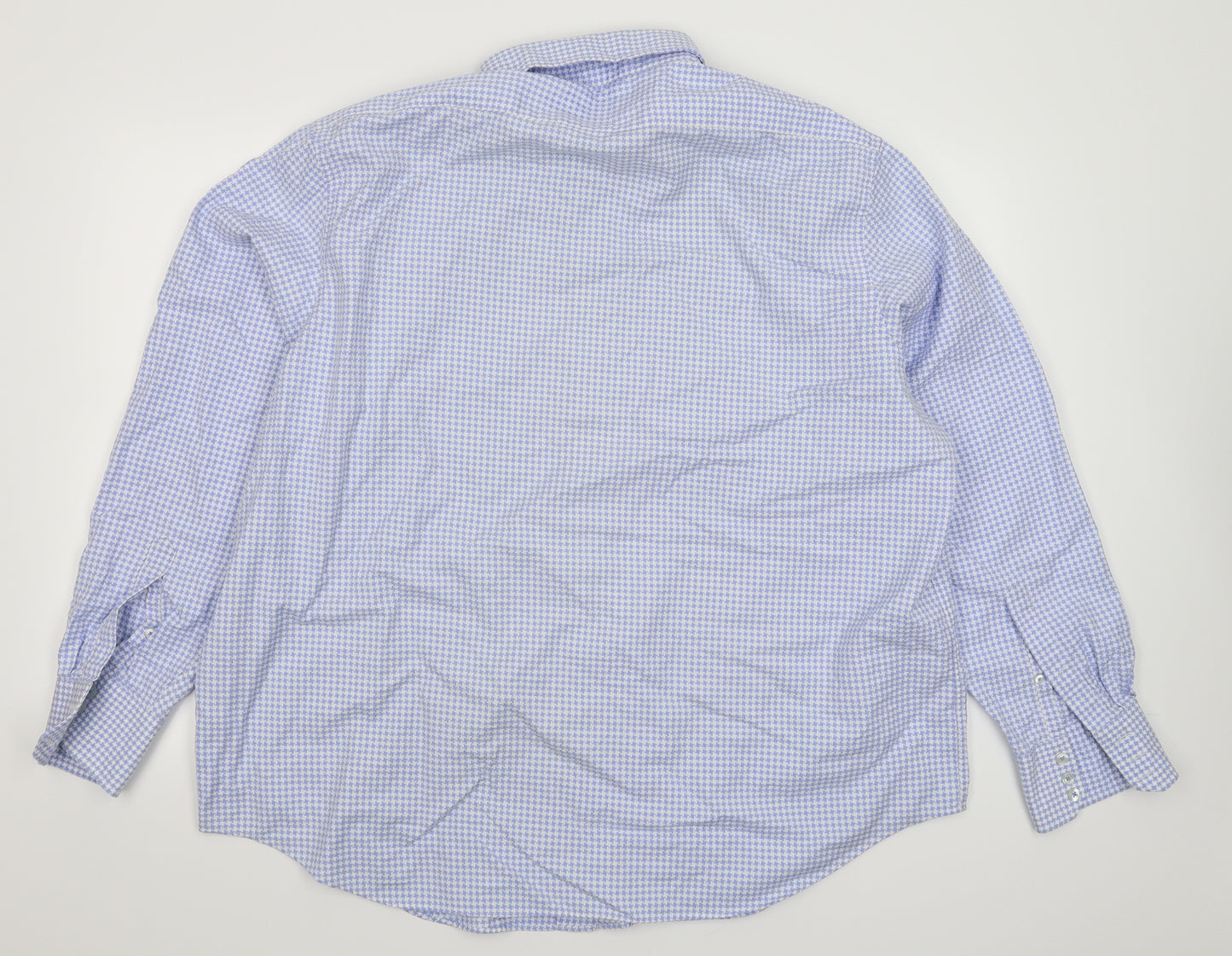 Marks and Spencer Mens Blue Houndstooth   Dress Shirt Size 19