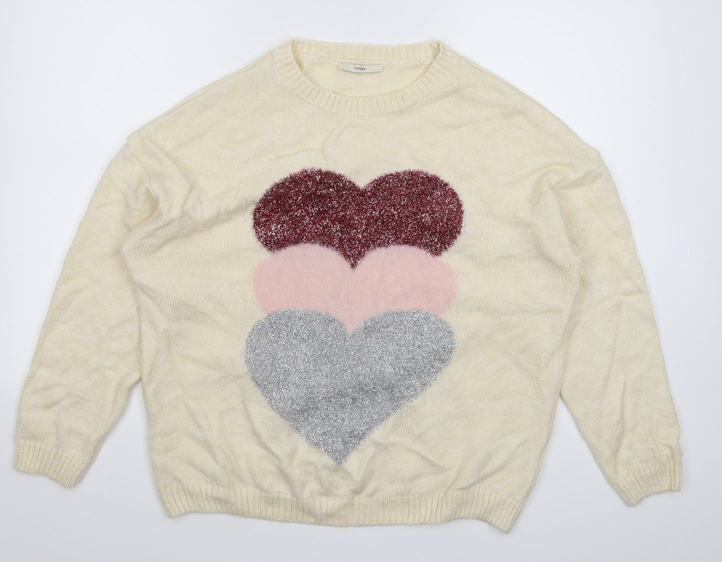 George Womens White  Knit Pullover Jumper Size 18