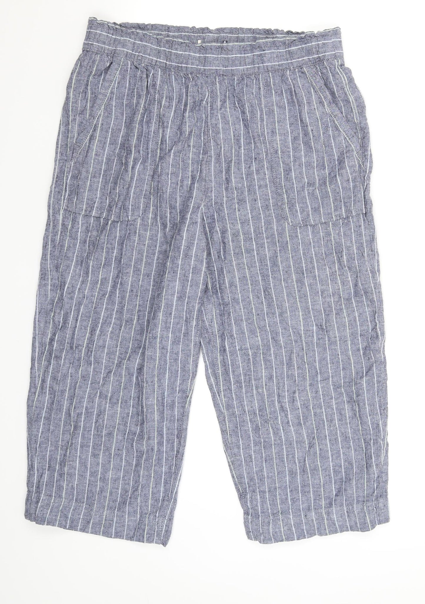 TU Womens Grey Striped  Cropped Trousers Size 14 L20 in
