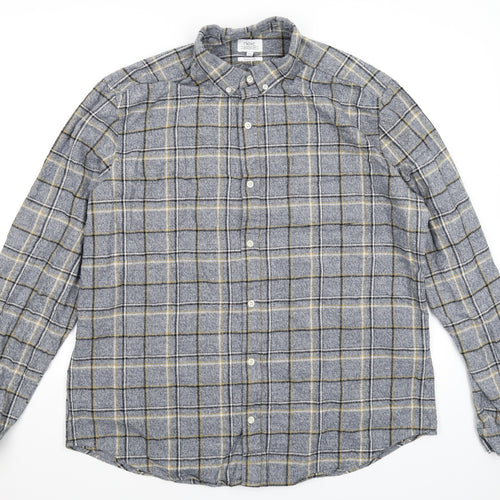 NEXT Mens Grey Check   Button-Up Size XL