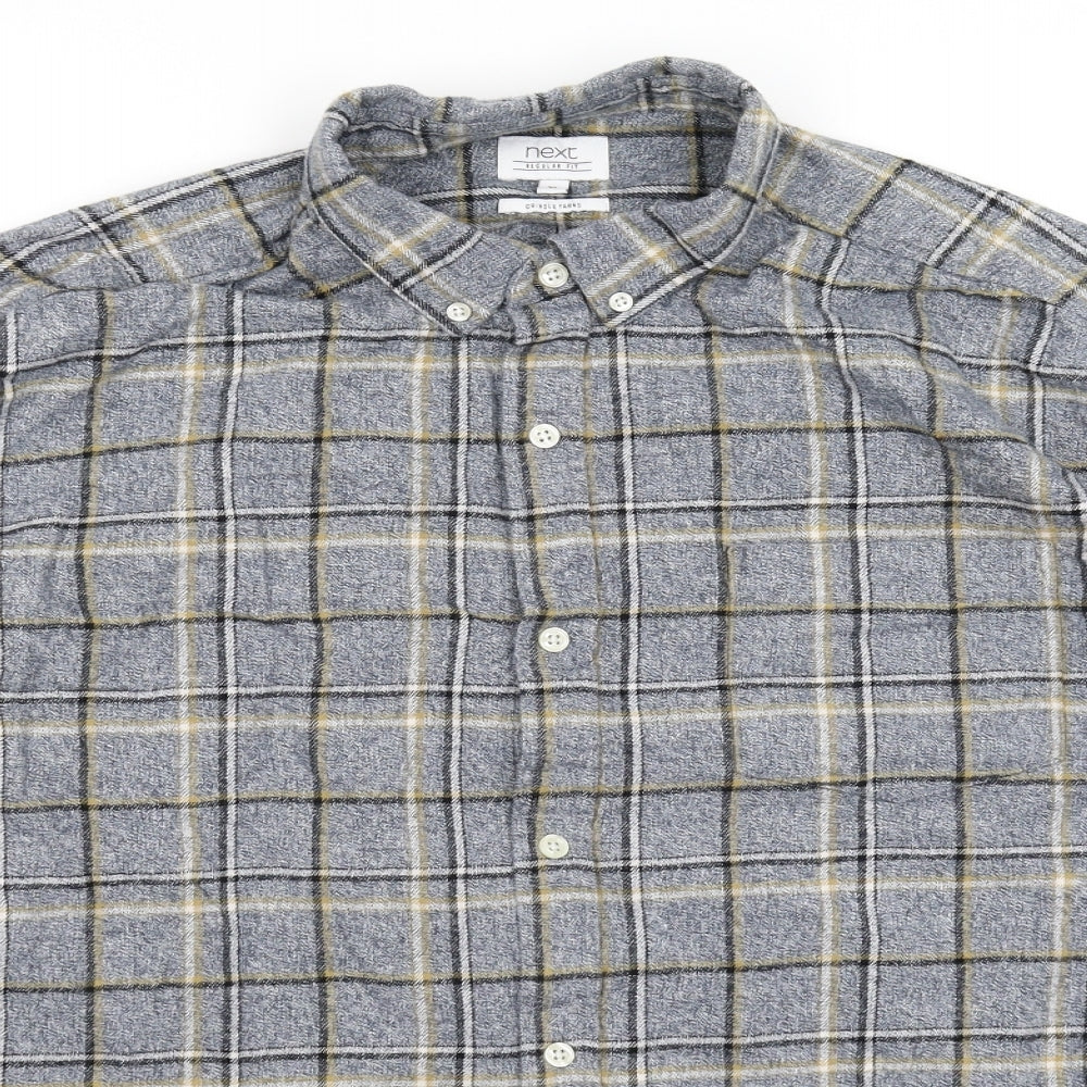 NEXT Mens Grey Check   Button-Up Size XL