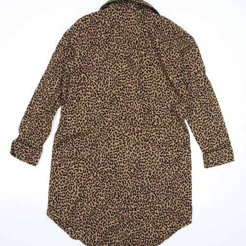 Lands' End Womens Beige Animal Print  Shirt Dress  Size M