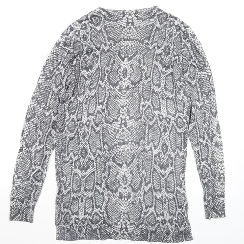 F&F Womens Silver Animal Print Knit Pullover Jumper Size 10