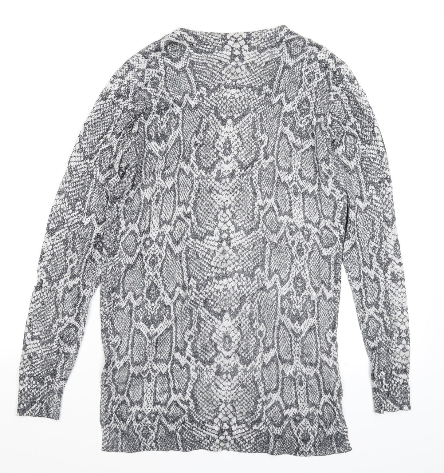 F&F Womens Silver Animal Print Knit Pullover Jumper Size 10