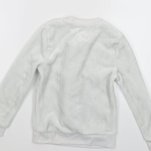 George Girls White Solid Fleece Top Robe Size 6-7 Years