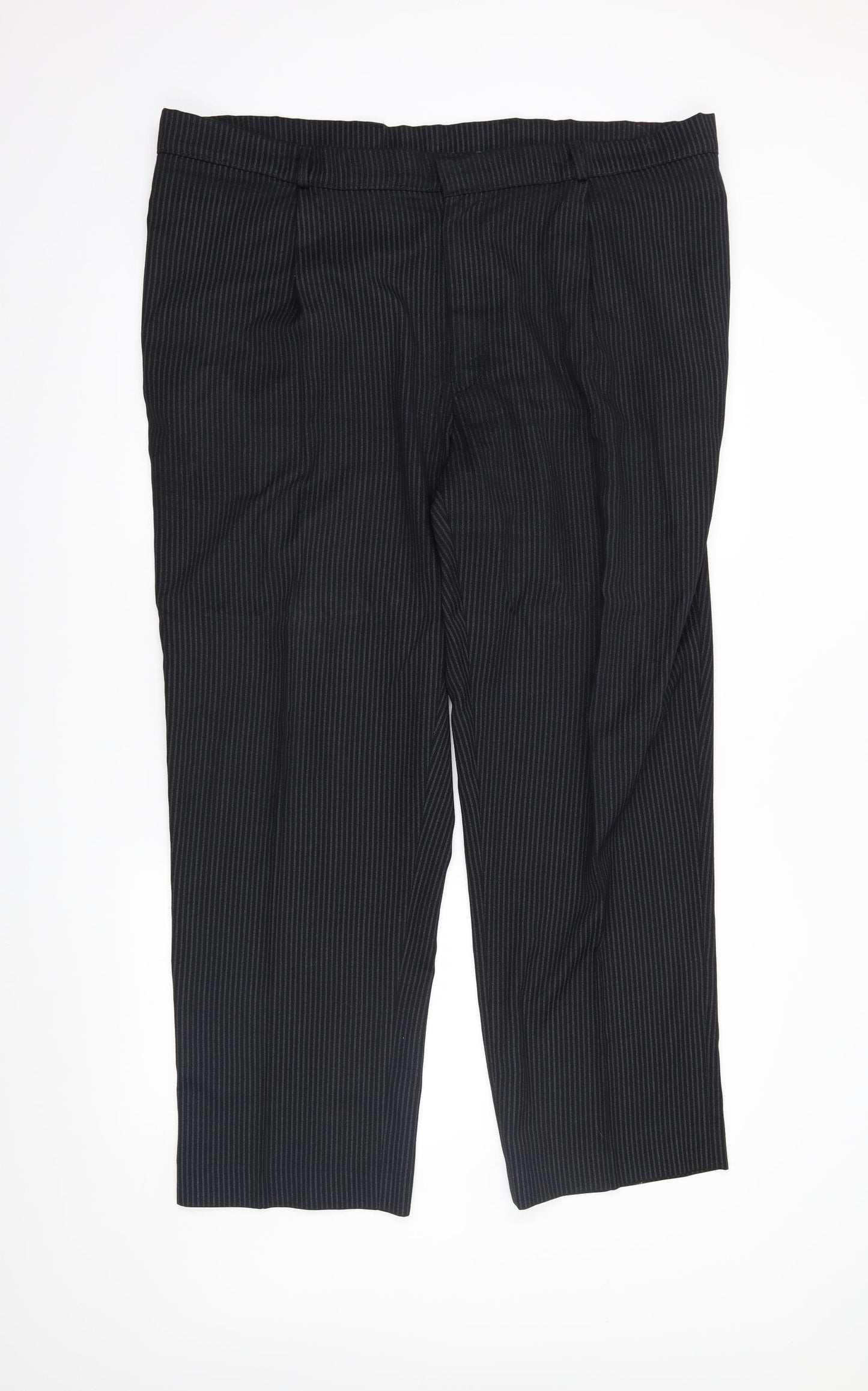 Preworn Mens Black Striped  Trousers  Size 40 in L31 in