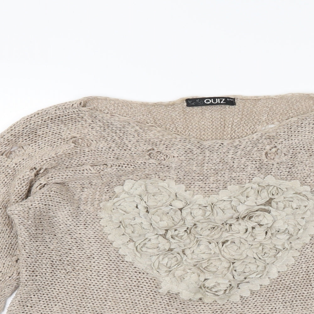 Quiz Womens Beige   Pullover Jumper Size S