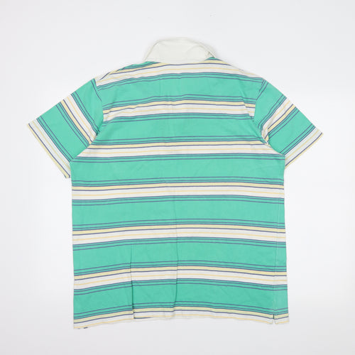 THUNDER Mens Green Striped   Polo Size L