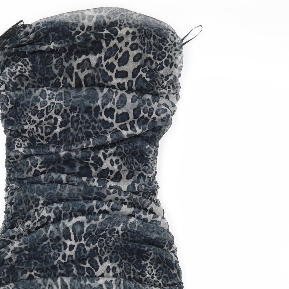 Jane Norman Womens Grey Animal Print  Bodycon  Size 14