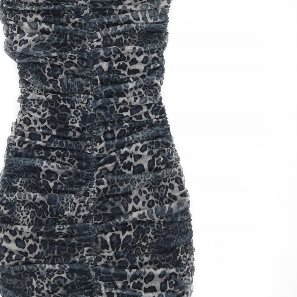 Jane Norman Womens Grey Animal Print  Bodycon  Size 14