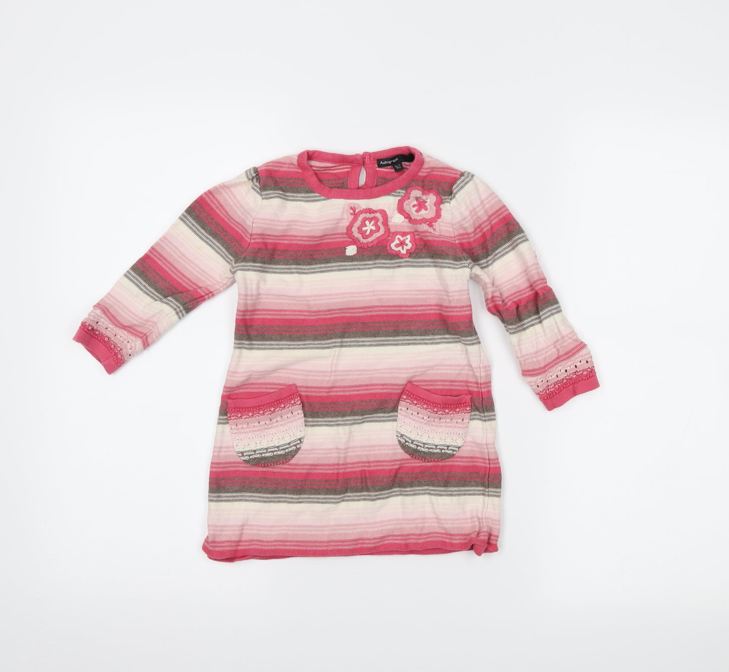 Autograph Girls Pink Spotted  Jumper Dress  Size 18-24 Months