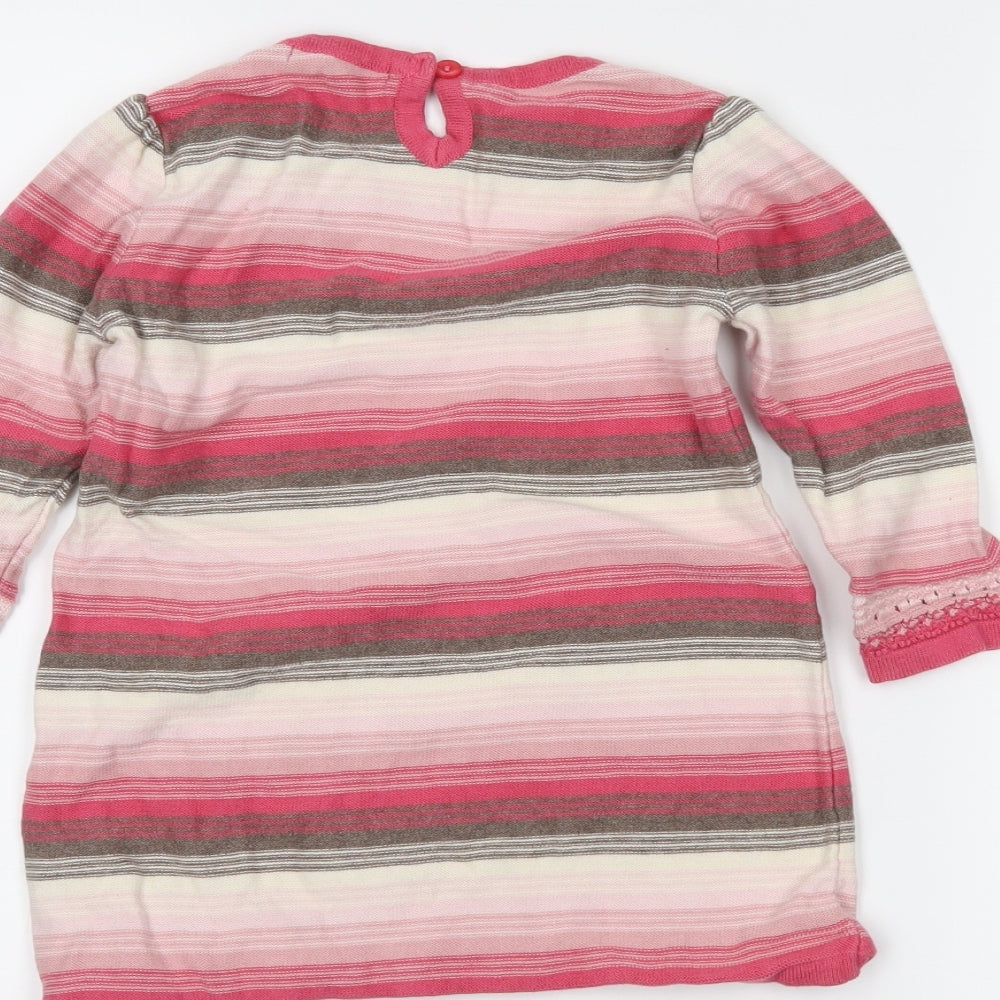 Autograph Girls Pink Spotted  Jumper Dress  Size 18-24 Months