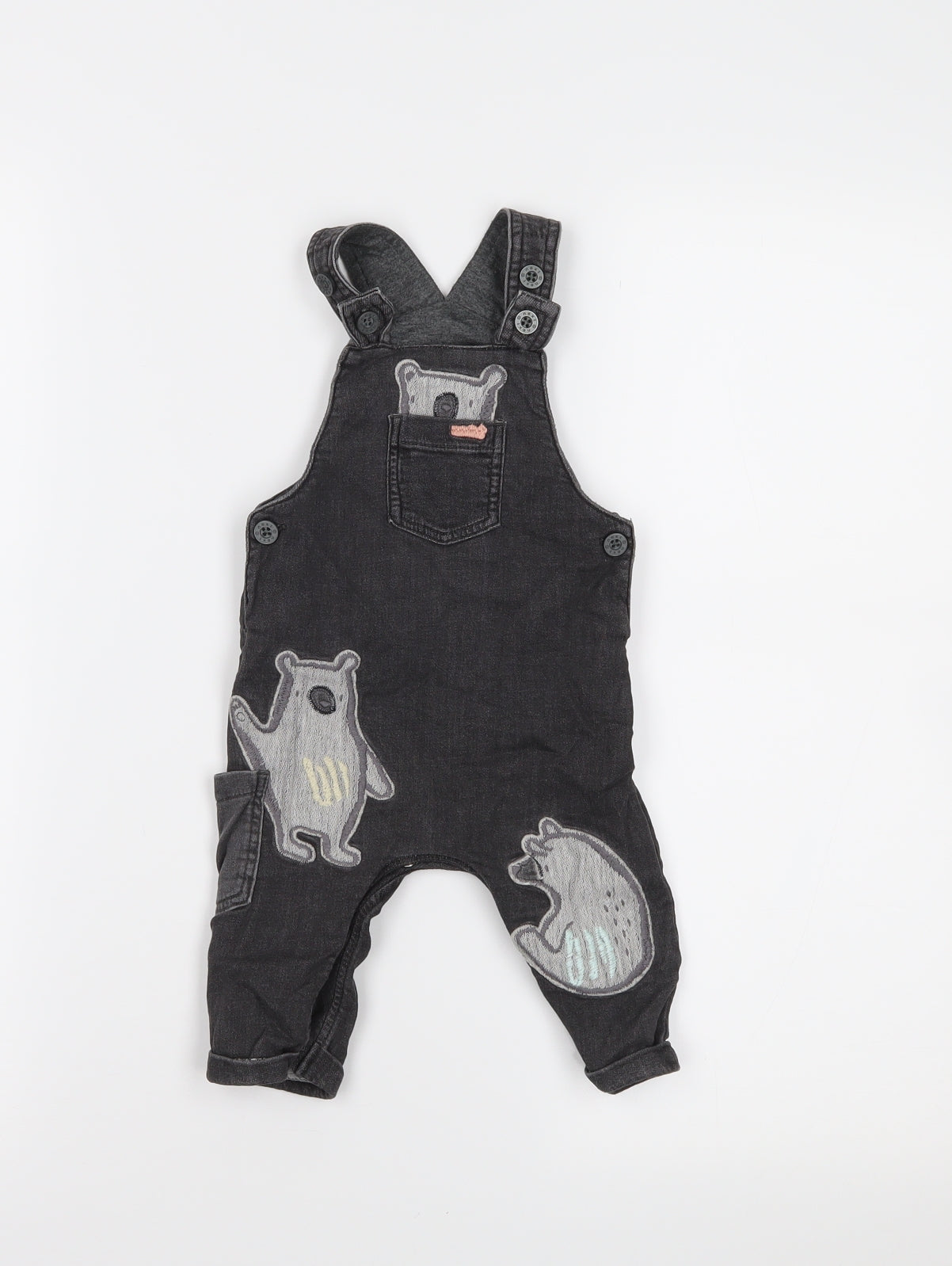 NEXT Boys Grey  Denim Dungaree One-Piece Size 3-6 Months