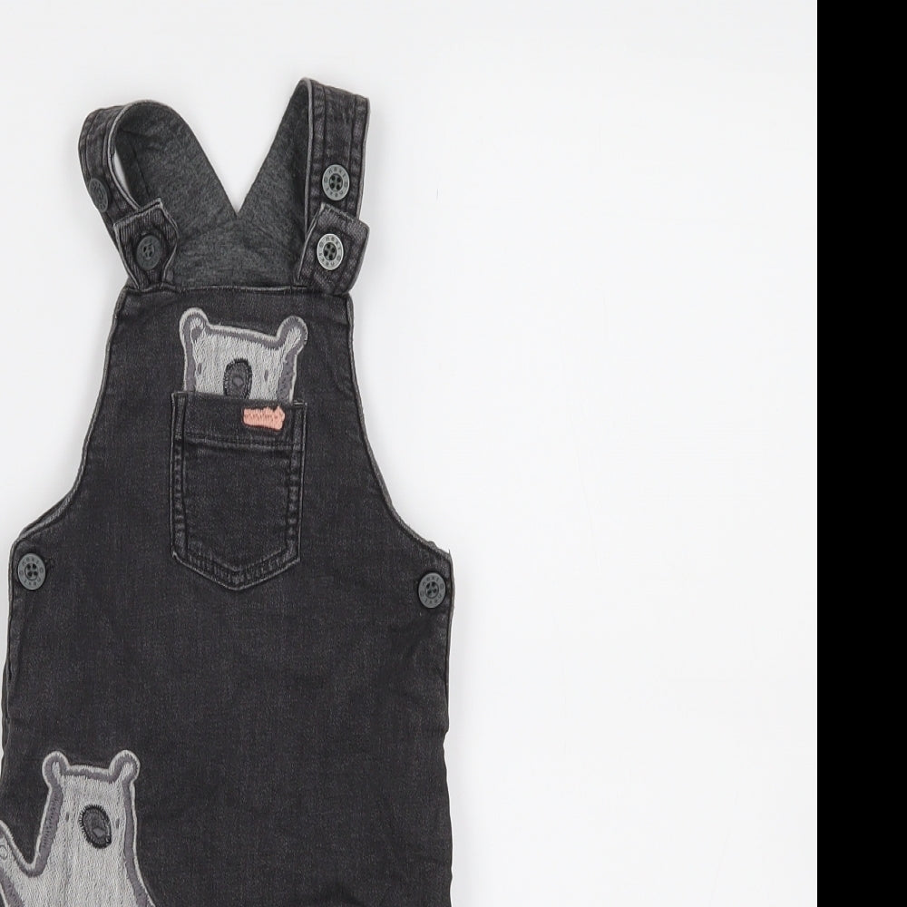 NEXT Boys Grey  Denim Dungaree One-Piece Size 3-6 Months