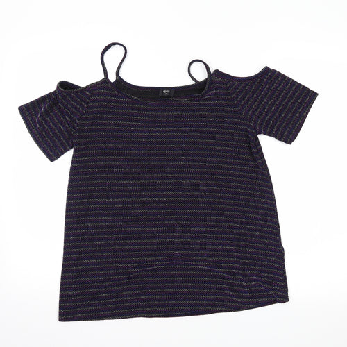 Papaya Womens Purple Striped  Basic Blouse Size 14
