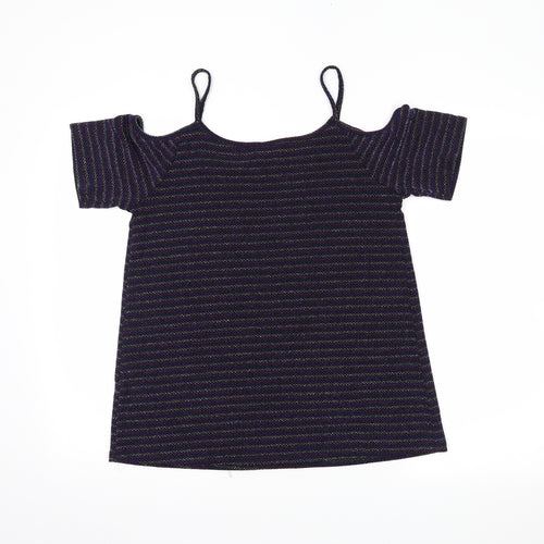 Papaya Womens Purple Striped  Basic Blouse Size 14