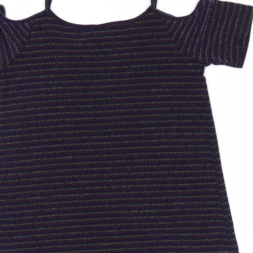 Papaya Womens Purple Striped  Basic Blouse Size 14