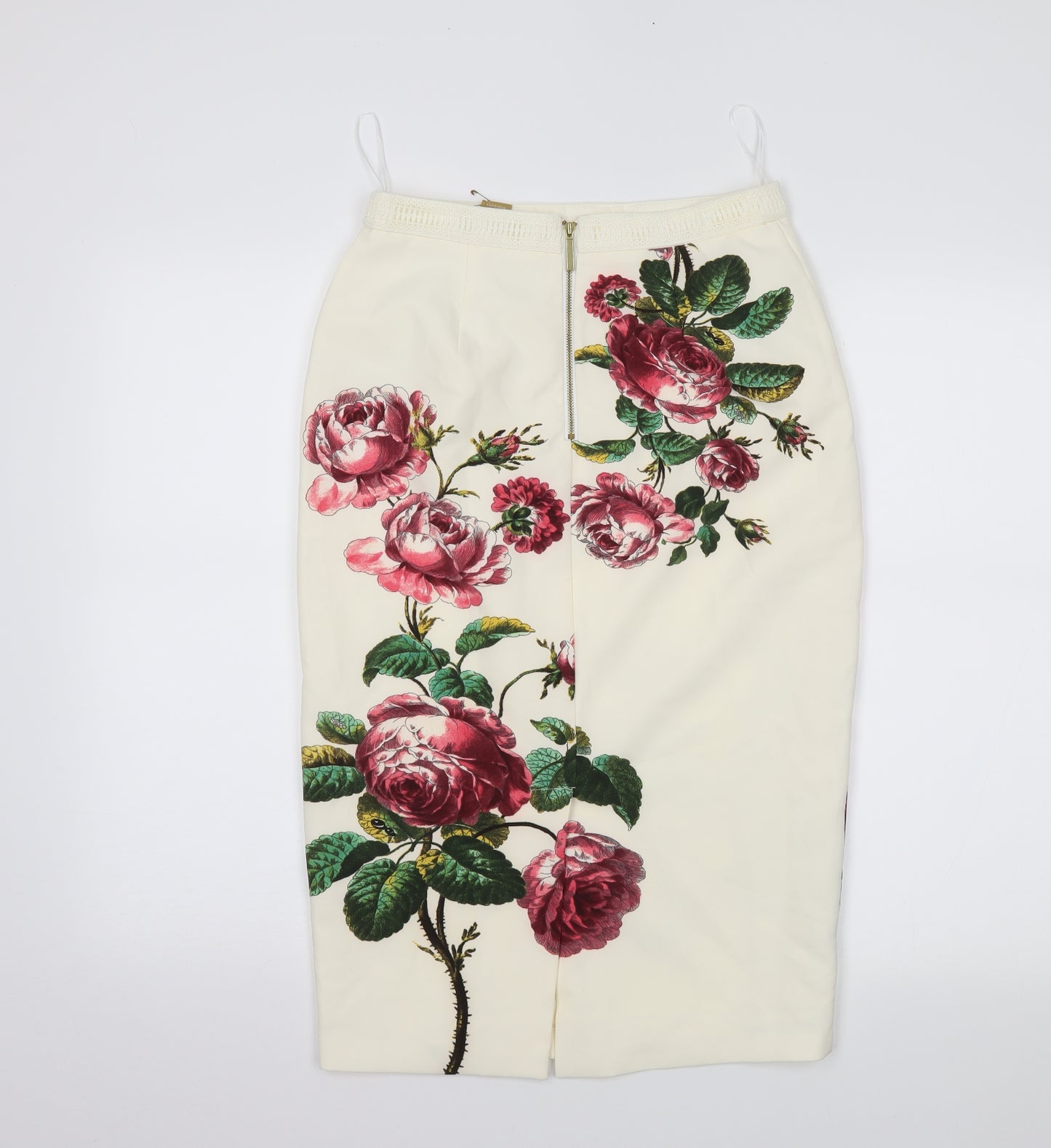 Oasis Womens Ivory Floral  Straight & Pencil Skirt Size 8