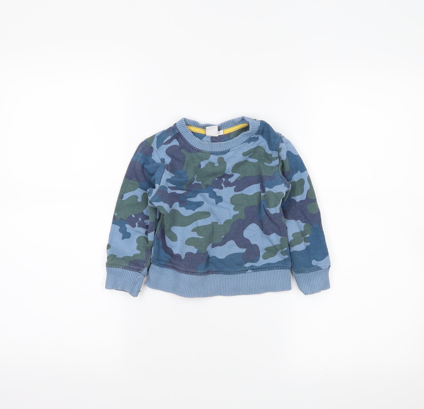 Mini Club Boys Blue Camouflage  Pullover Jumper Size 18-24 Months