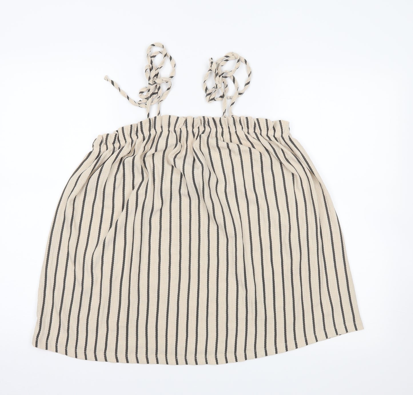 George Womens Beige Striped  Basic Blouse Size 16