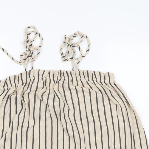 George Womens Beige Striped  Basic Blouse Size 16