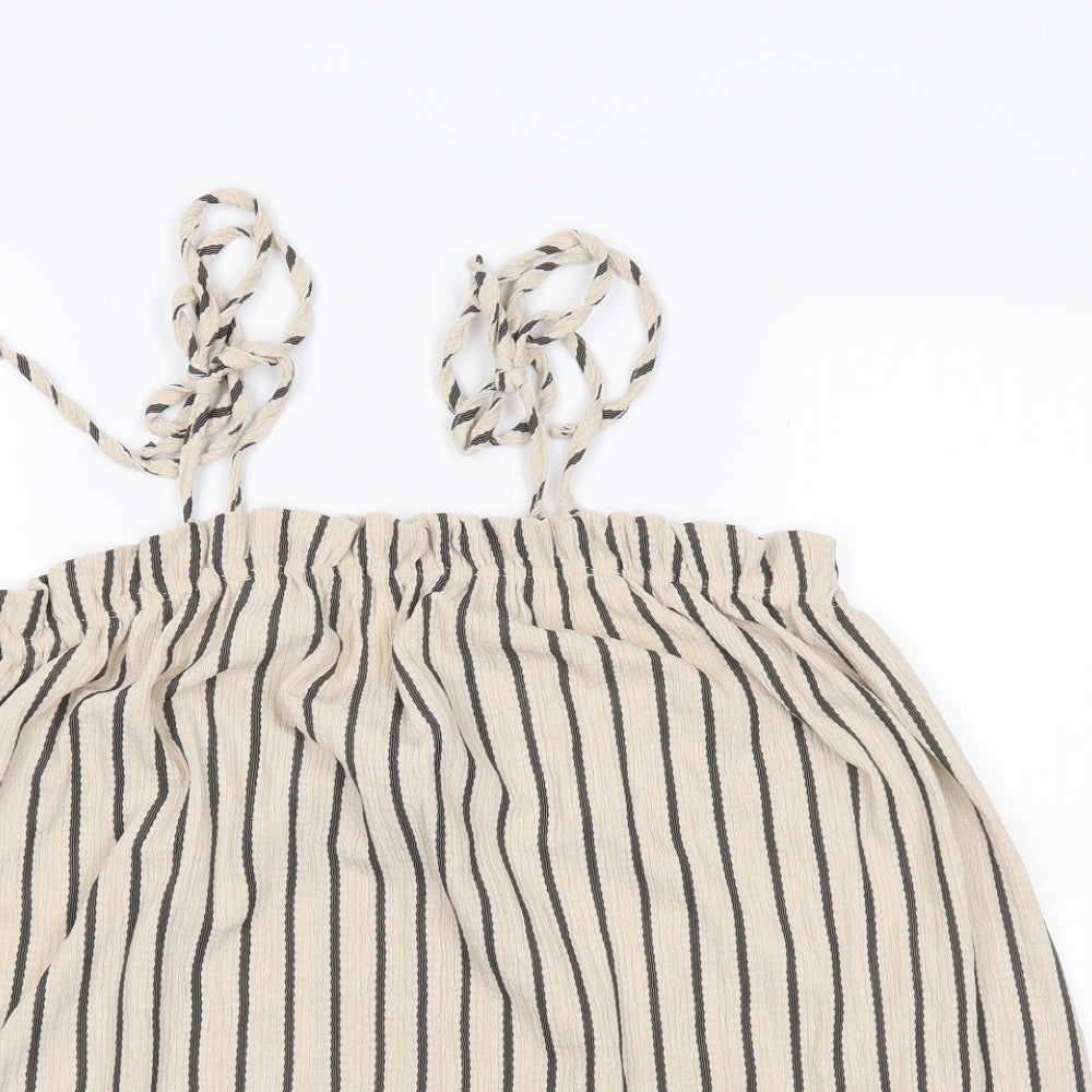 George Womens Beige Striped  Basic Blouse Size 16