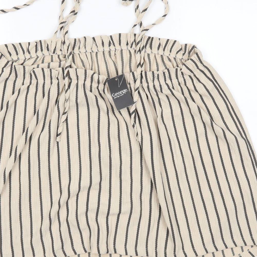 George Womens Beige Striped  Basic Blouse Size 16