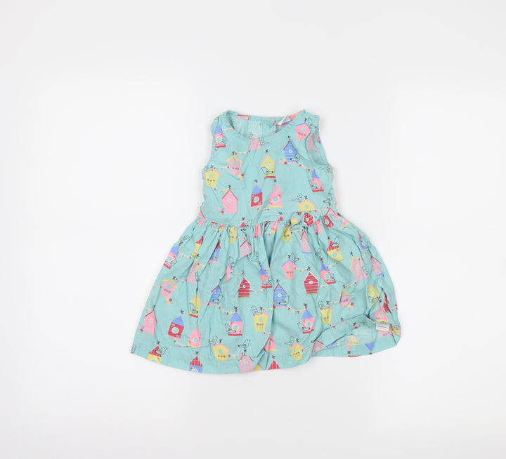 bluzoo Girls Blue   Skater Dress  Size 9-12 Months