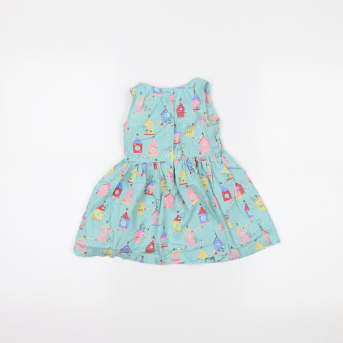 bluzoo Girls Blue   Skater Dress  Size 9-12 Months