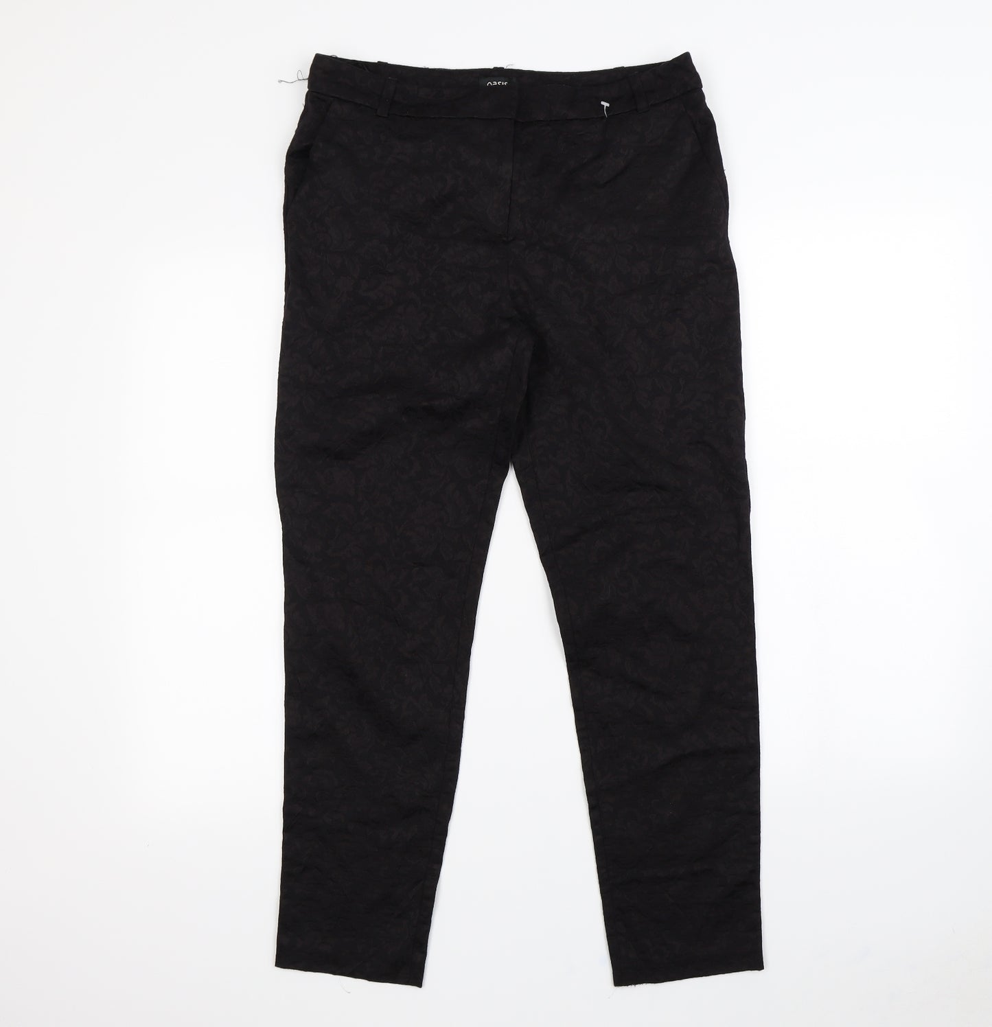 Oasis Womens Black Geometric  Trousers  Size 12 L30 in