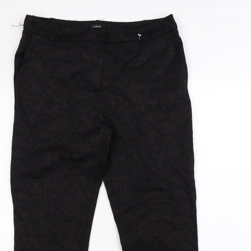 Oasis Womens Black Geometric  Trousers  Size 12 L30 in