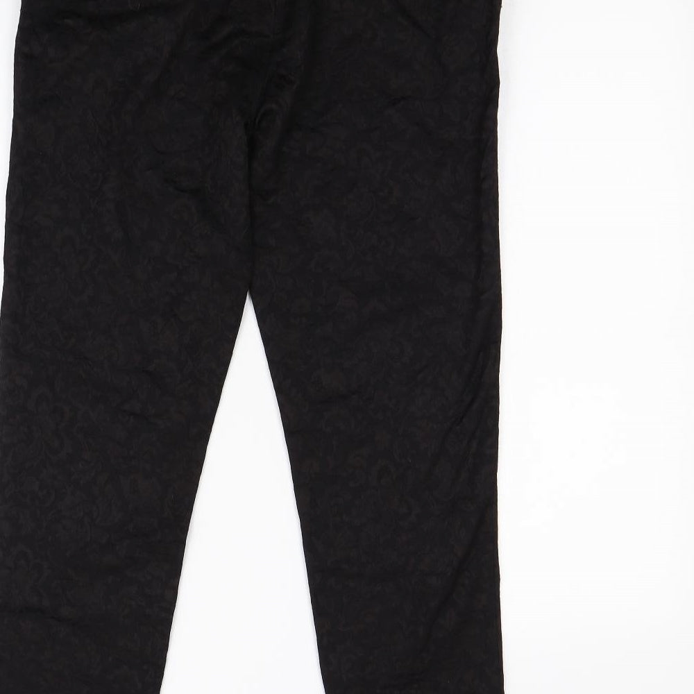 Oasis Womens Black Geometric  Trousers  Size 12 L30 in