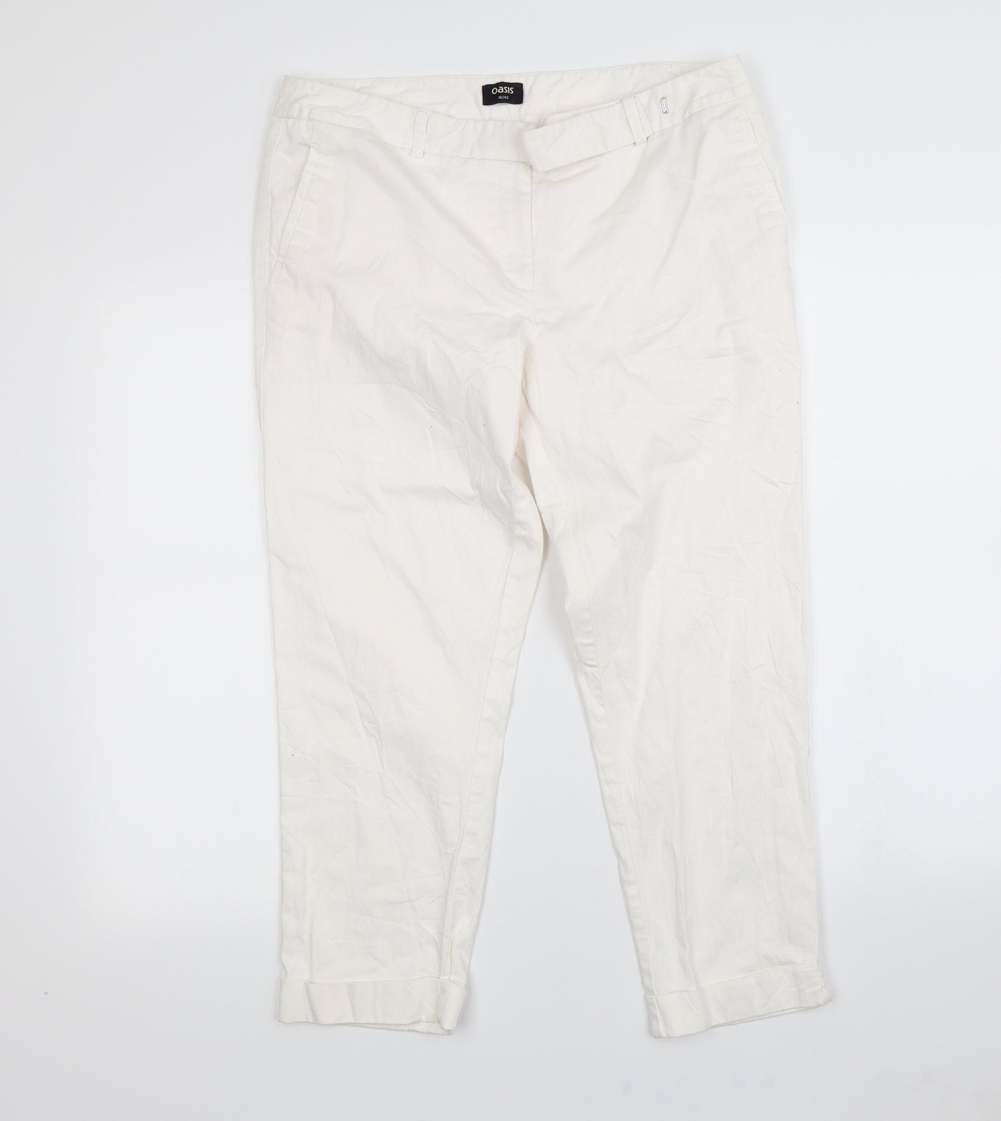 Oasis Womens White  Rayon Trousers  Size 16 L24 in