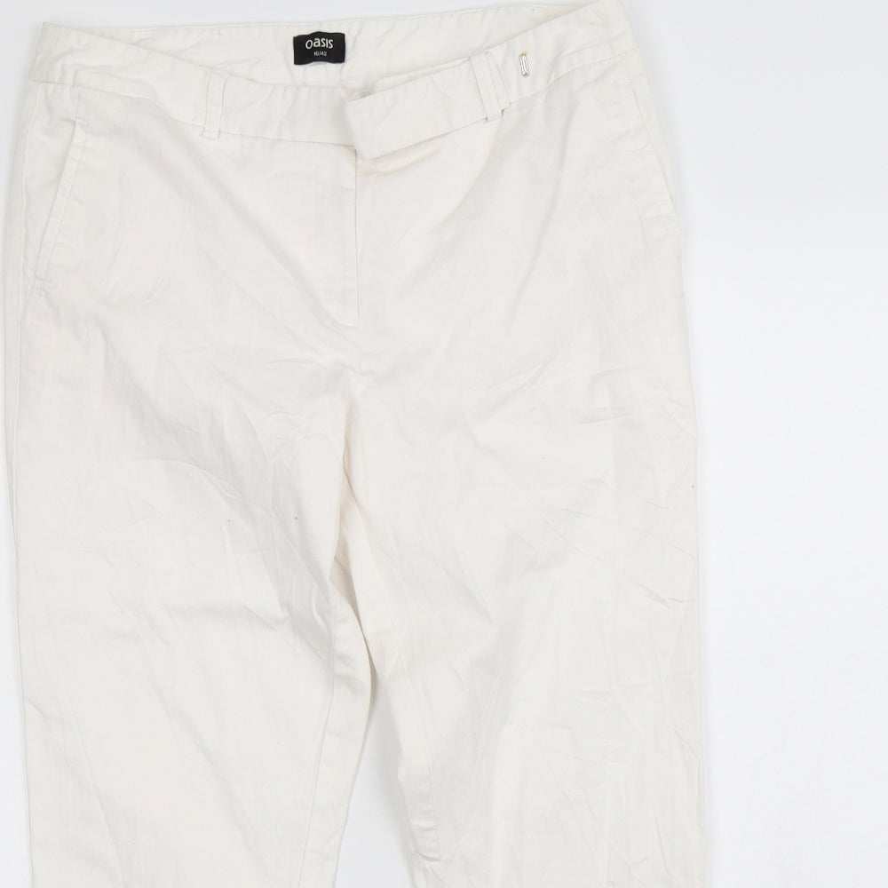 Oasis Womens White  Rayon Trousers  Size 16 L24 in