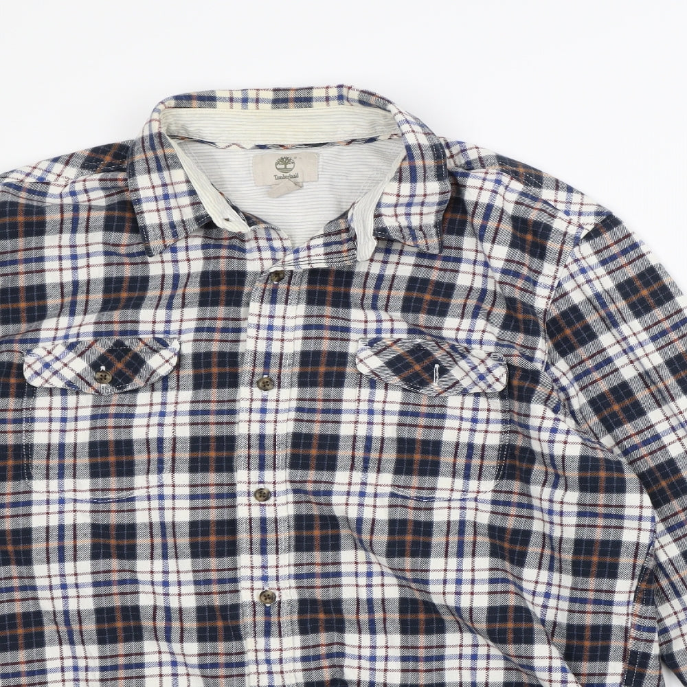 Timberland Mens Blue Plaid   Dress Shirt Size L