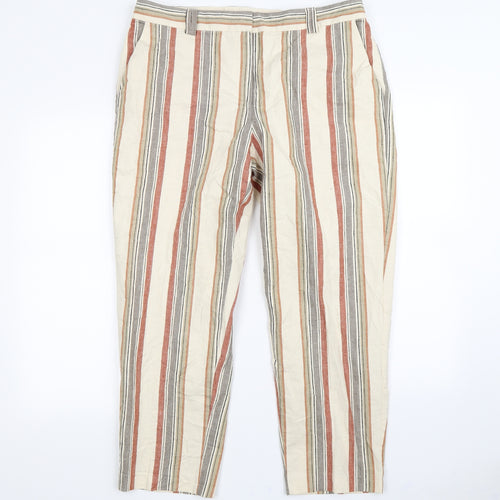 m&S Womens Multicoloured Striped  Dress Pants Trousers Size 16 L30 in
