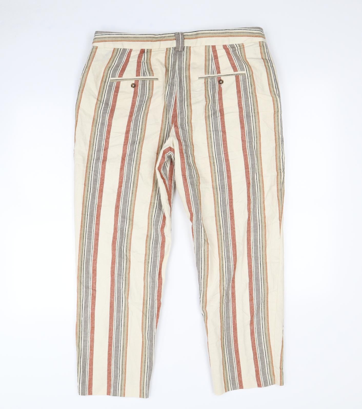 m&S Womens Multicoloured Striped  Dress Pants Trousers Size 16 L30 in