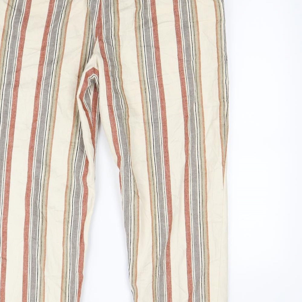m&S Womens Multicoloured Striped  Dress Pants Trousers Size 16 L30 in