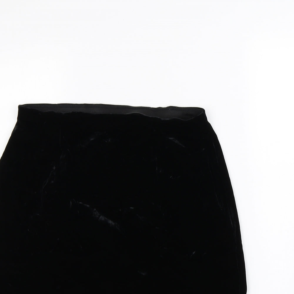 St Michael Womens Black  Velour Mini Skirt Size 12