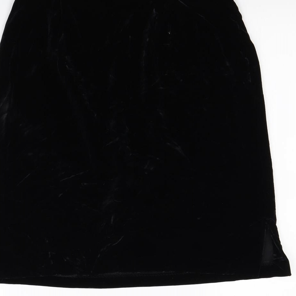 St Michael Womens Black  Velour Mini Skirt Size 12