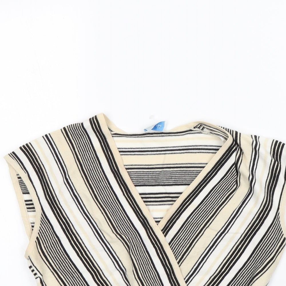 Oasis Womens Brown Striped  Pullover Jumper Size 12