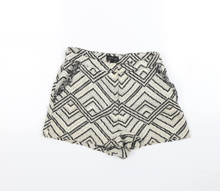 Topshop Womens Beige Geometric Culotte Shorts Size 10